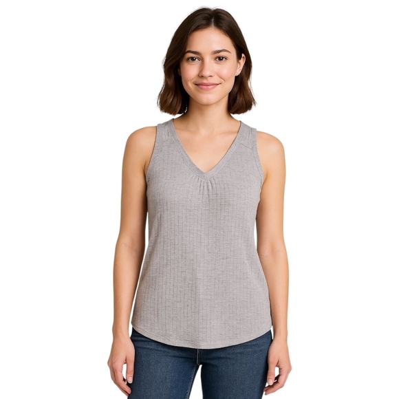 P.S. Kate Tops - P.S. Kate Women's Gray Ribbed Tank Top Medium | Minimalist Normcore Basic Casual